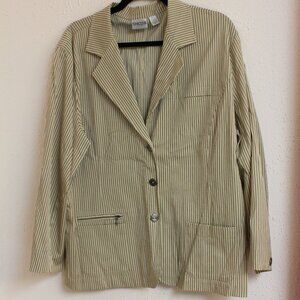#534* Chico's Cream-Colored Pinstripe Dress Jacket Size 3 (16)